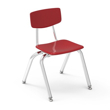 Virco 3000 Series 14" Classroom Chair, Kindergarten - 2nd Grade with Nylon Glides - Red Seat 3014